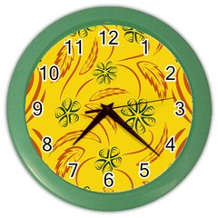 Folk Flowers Print Floral Pattern Ethnic Art Color Wall Clock by Eskimos