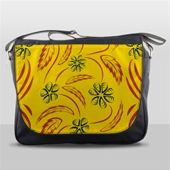 Folk Flowers Print Floral Pattern Ethnic Art Messenger Bag by Eskimos