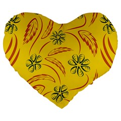 Folk Flowers Print Floral Pattern Ethnic Art Large 19  Premium Flano Heart Shape Cushions by Eskimos