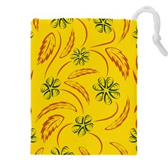 Folk Flowers Print Floral Pattern Ethnic Art Drawstring Pouch (5xl) by Eskimos