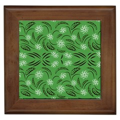 Folk Flowers Print Floral Pattern Ethnic Art Framed Tile by Eskimos