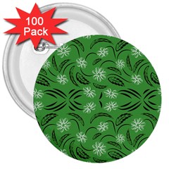 Folk Flowers Print Floral Pattern Ethnic Art 3  Buttons (100 Pack)  by Eskimos