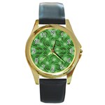 Folk flowers print Floral pattern Ethnic art Round Gold Metal Watch Front