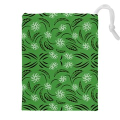 Folk Flowers Print Floral Pattern Ethnic Art Drawstring Pouch (4xl) by Eskimos