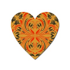 Folk Flowers Print Floral Pattern Ethnic Art Heart Magnet by Eskimos