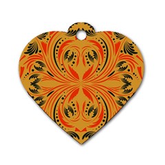 Folk Flowers Print Floral Pattern Ethnic Art Dog Tag Heart (two Sides) by Eskimos