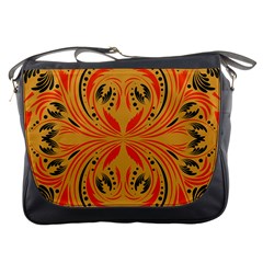 Folk Flowers Print Floral Pattern Ethnic Art Messenger Bag by Eskimos