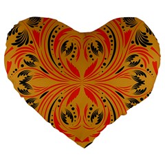 Folk Flowers Print Floral Pattern Ethnic Art Large 19  Premium Flano Heart Shape Cushions by Eskimos