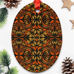 Folk Flowers Print Floral Pattern Ethnic Art Ornament (oval)