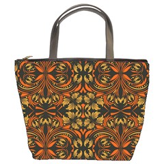 Folk Flowers Print Floral Pattern Ethnic Art Bucket Bag by Eskimos