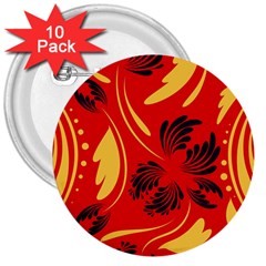 Folk Flowers Print Floral Pattern Ethnic Art 3  Buttons (10 Pack)  by Eskimos