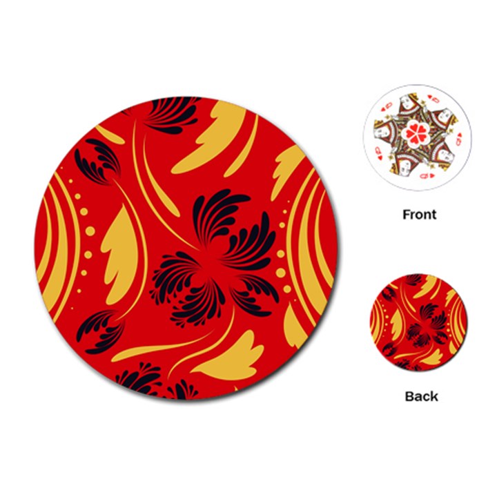 Folk flowers print Floral pattern Ethnic art Playing Cards Single Design (Round)