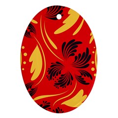 Folk Flowers Print Floral Pattern Ethnic Art Oval Ornament (two Sides) by Eskimos