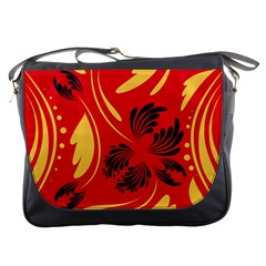 Folk Flowers Print Floral Pattern Ethnic Art Messenger Bag by Eskimos