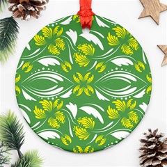 Folk Flowers Print Floral Pattern Ethnic Art Ornament (round) by Eskimos