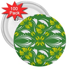 Folk Flowers Print Floral Pattern Ethnic Art 3  Buttons (100 Pack)  by Eskimos