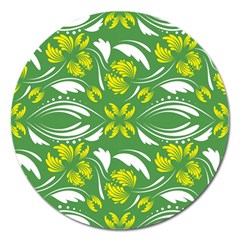 Folk Flowers Print Floral Pattern Ethnic Art Magnet 5  (round) by Eskimos