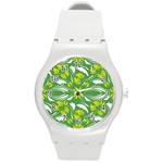 Folk flowers print Floral pattern Ethnic art Round Plastic Sport Watch (M) Front