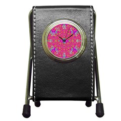 Pink Party Pen Holder Desk Clock by Thespacecampers