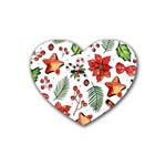 Pngtree-watercolor-christmas-pattern-background Rubber Heart Coaster (4 pack) Front