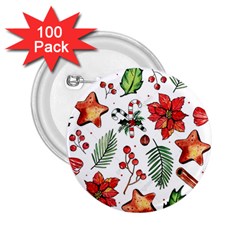 Pngtree-watercolor-christmas-pattern-background 2 25  Buttons (100 Pack)  by nate14shop