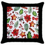 Pngtree-watercolor-christmas-pattern-background Throw Pillow Case (Black) Front