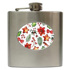 Pngtree-watercolor-christmas-pattern-background Hip Flask (6 Oz) by nate14shop