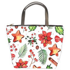 Pngtree-watercolor-christmas-pattern-background Bucket Bag by nate14shop