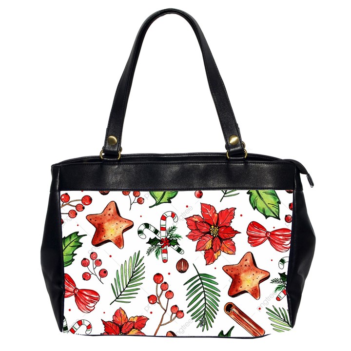 Pngtree-watercolor-christmas-pattern-background Oversize Office Handbag (2 Sides)