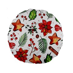 Pngtree-watercolor-christmas-pattern-background Standard 15  Premium Round Cushions by nate14shop