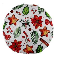 Pngtree-watercolor-christmas-pattern-background Large 18  Premium Round Cushions by nate14shop