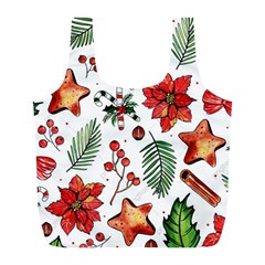 Pngtree-watercolor-christmas-pattern-background Full Print Recycle Bag (l) by nate14shop