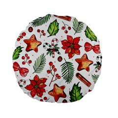 Pngtree-watercolor-christmas-pattern-background Standard 15  Premium Flano Round Cushions by nate14shop