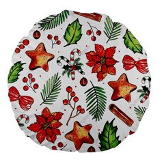 Pngtree-watercolor-christmas-pattern-background Large 18  Premium Flano Round Cushions by nate14shop