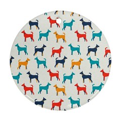 Animal-seamless-vector-pattern-of-dog-kannaa Ornament (round)