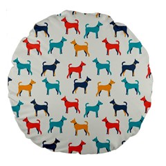 Animal-seamless-vector-pattern-of-dog-kannaa Large 18  Premium Round Cushions by nate14shop