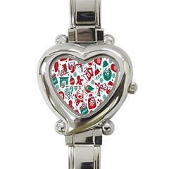 Chrismas Pattern Heart Italian Charm Watch by nate14shop