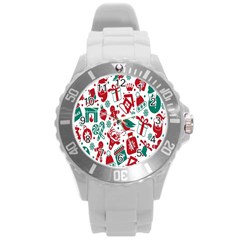 Chrismas Pattern Round Plastic Sport Watch (l) by nate14shop