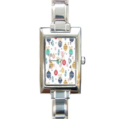 Seamless-pattern-cute-christmas-balls-shariki-igrushki-rozhd Rectangle Italian Charm Watch by nate14shop