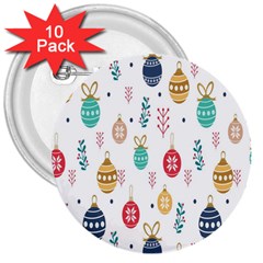 Seamless-pattern-cute-christmas-balls-shariki-igrushki-rozhd 3  Buttons (10 Pack)  by nate14shop