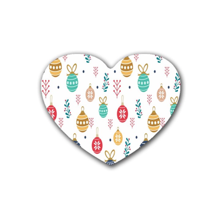 Seamless-pattern-cute-christmas-balls-shariki-igrushki-rozhd Rubber Coaster (Heart)