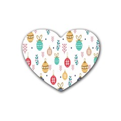 Seamless-pattern-cute-christmas-balls-shariki-igrushki-rozhd Rubber Heart Coaster (4 Pack) by nate14shop