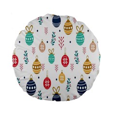 Seamless-pattern-cute-christmas-balls-shariki-igrushki-rozhd Standard 15  Premium Round Cushions by nate14shop