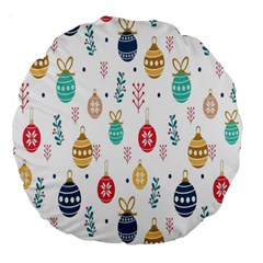 Seamless-pattern-cute-christmas-balls-shariki-igrushki-rozhd Large 18  Premium Flano Round Cushions by nate14shop