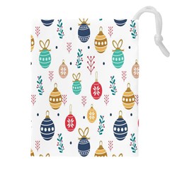 Seamless-pattern-cute-christmas-balls-shariki-igrushki-rozhd Drawstring Pouch (5xl) by nate14shop