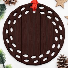 Wood Dark Brown Round Filigree Ornament (two Sides)