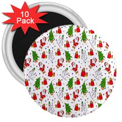 Hd-wallpaper-christmas-pattern-pattern-christmas-trees-santa-vector 3  Magnets (10 pack) 