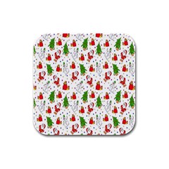 Hd-wallpaper-christmas-pattern-pattern-christmas-trees-santa-vector Rubber Square Coaster (4 pack)