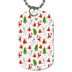 Hd-wallpaper-christmas-pattern-pattern-christmas-trees-santa-vector Dog Tag (Two Sides)