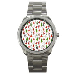 Hd-wallpaper-christmas-pattern-pattern-christmas-trees-santa-vector Sport Metal Watch